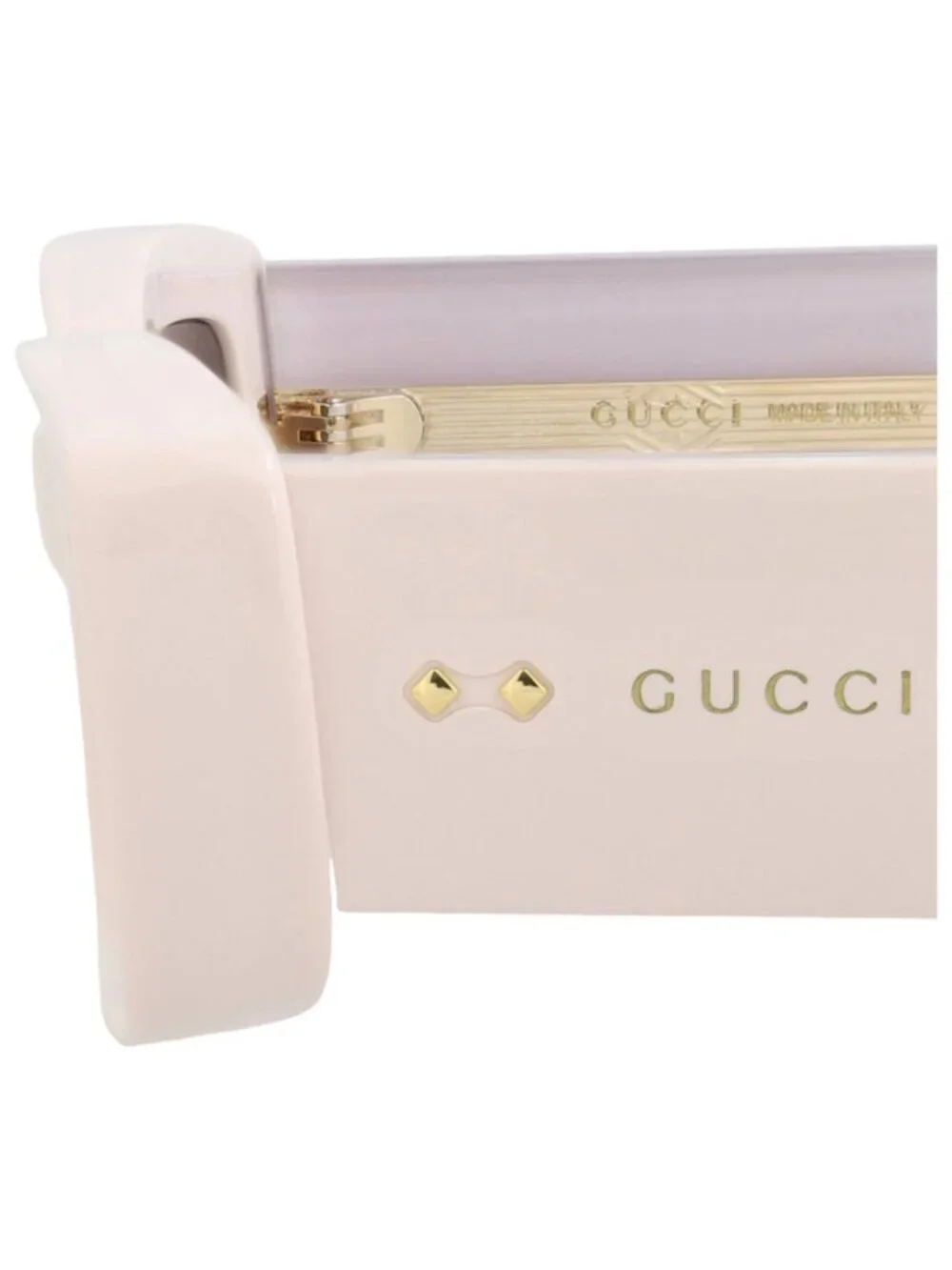 New Gucci Women's Sunglasses Square Rectangle Recycled Acetate Frame Ivory Ivory
